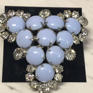 Boutique Vintage Silver Crystal Triangle Brooch